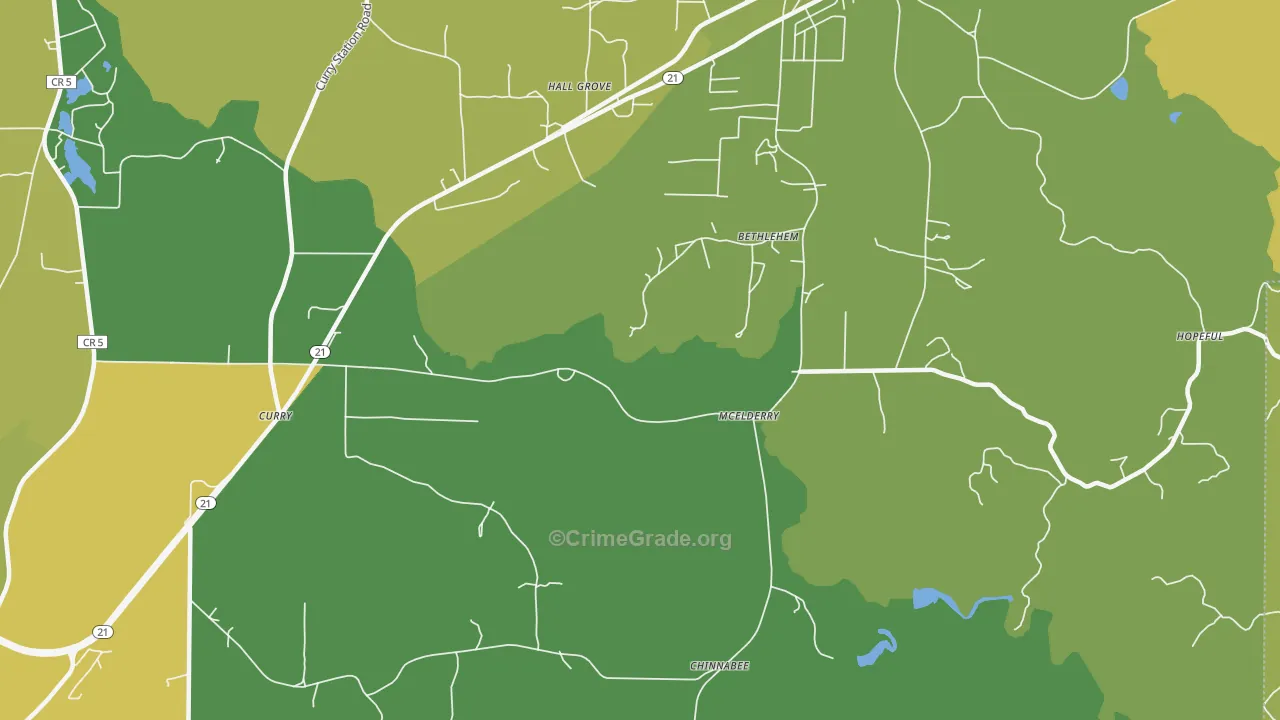 McElderry, AL Map of Vehicle Theft Rates