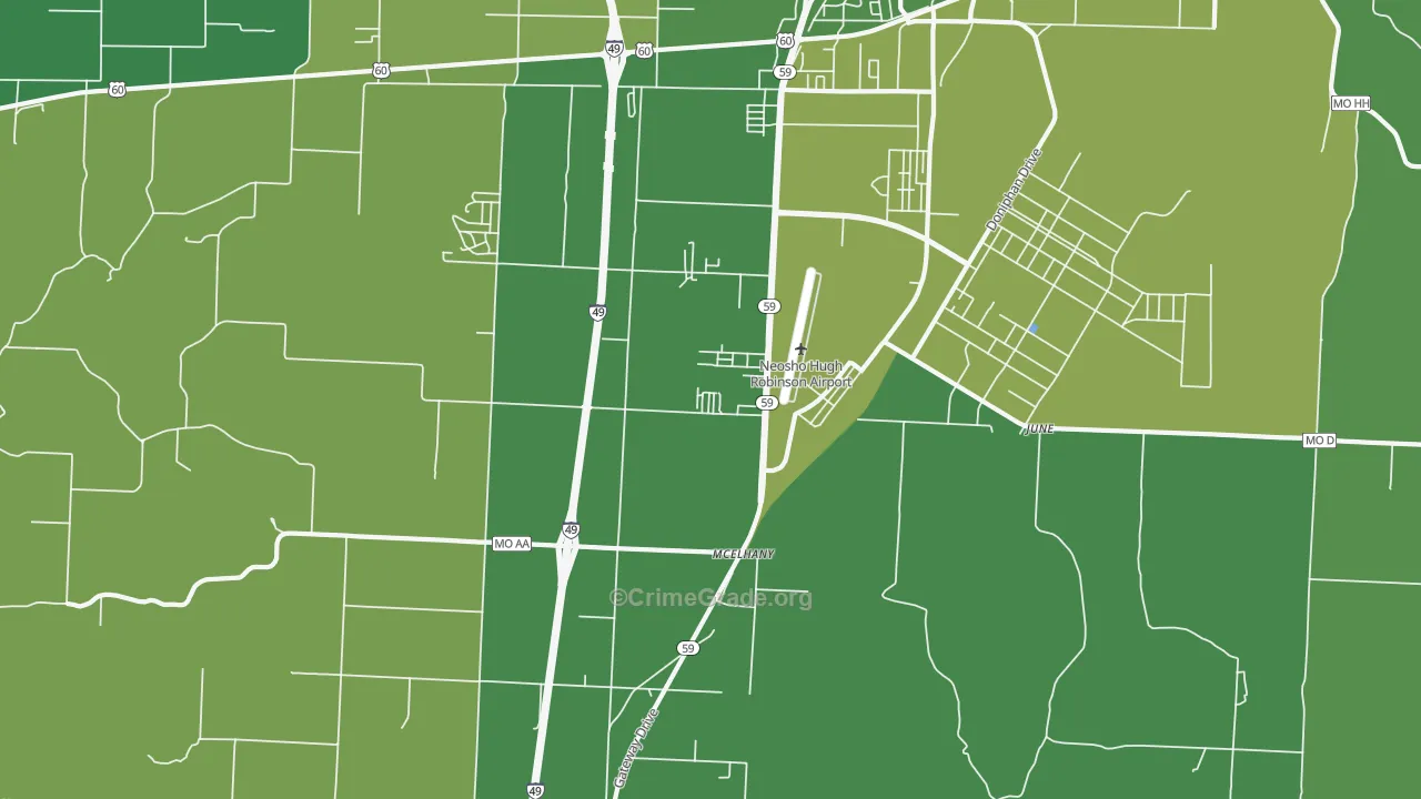 McElhany, MO Map of Vehicle Theft Rates