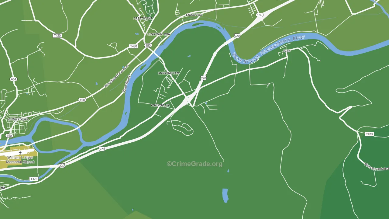 McElhattan, PA Map of Vehicle Theft Rates