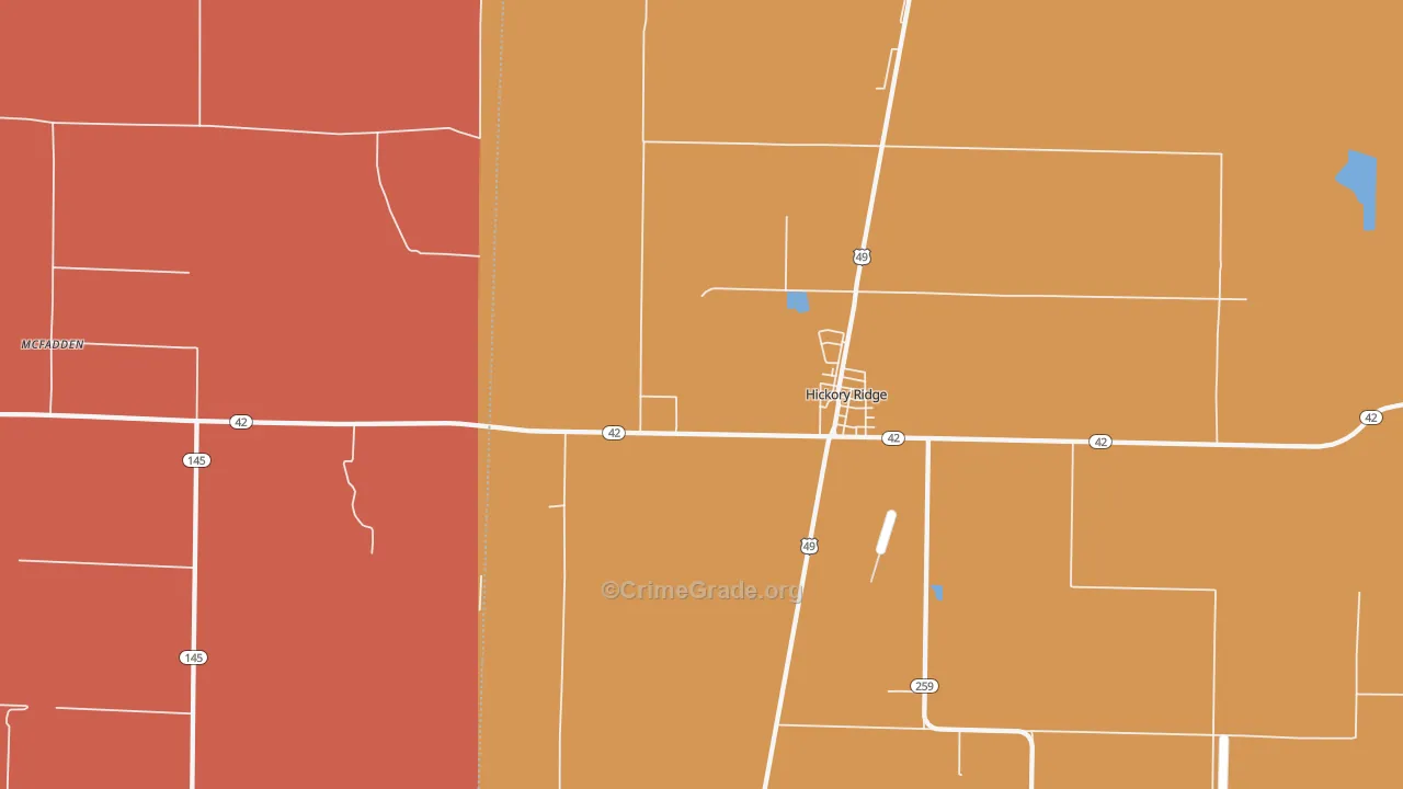 McFadden, AR Map of Vehicle Theft Rates