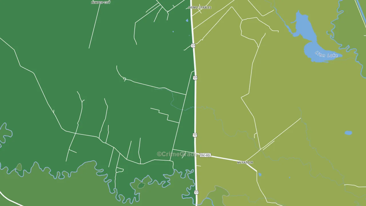 Mcfaddin, TX Map of Vehicle Theft Rates
