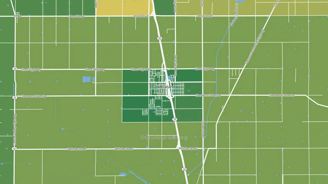McFarland, CA Map of Vehicle Theft Rates