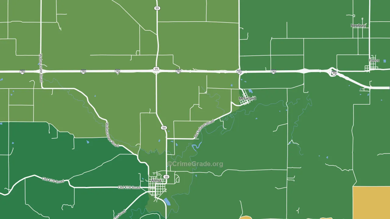 McFarland, KS Map of Vehicle Theft Rates