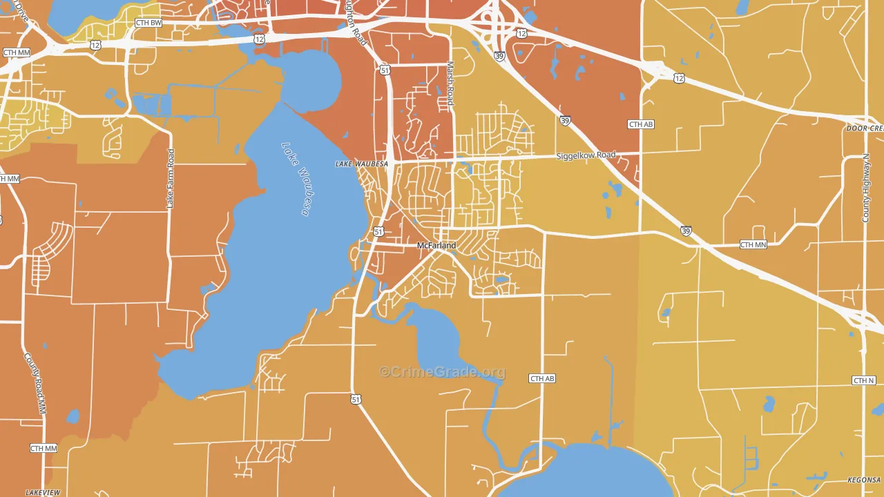 McFarland, WI Map of Vehicle Theft Rates