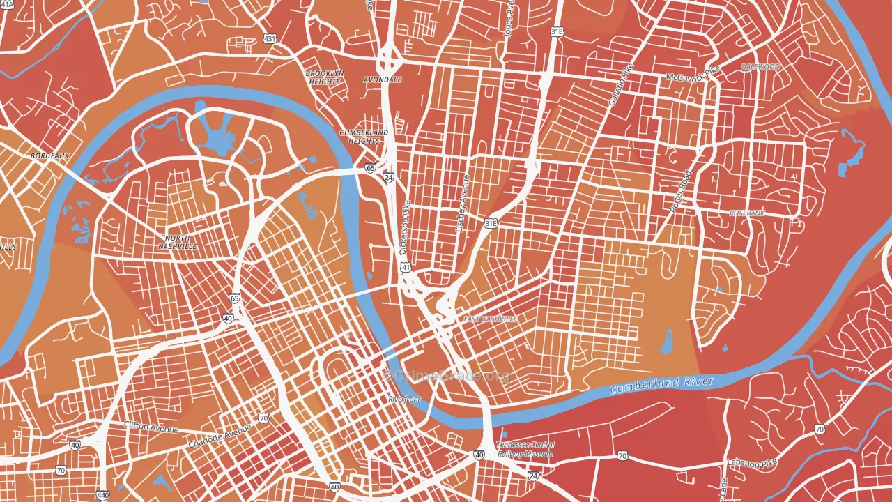 McFerrin Park, Nashville, TN Map of Vehicle Theft Rates