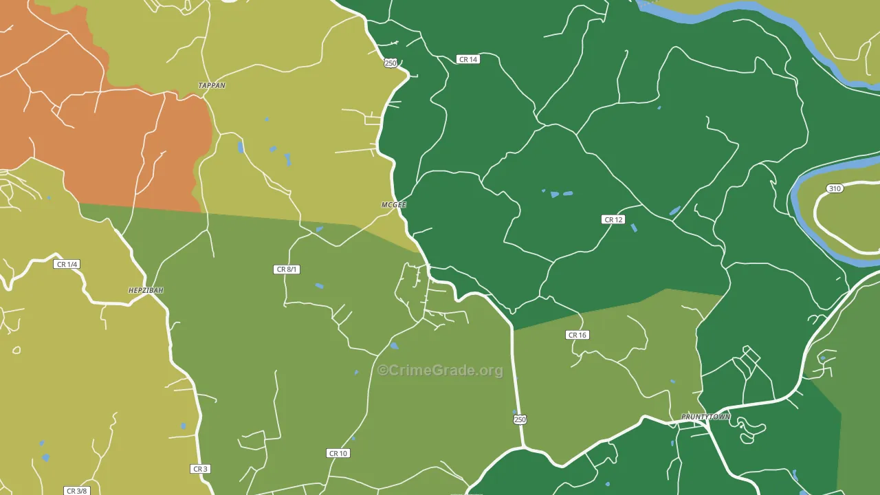 McGee, WV Map of Vehicle Theft Rates