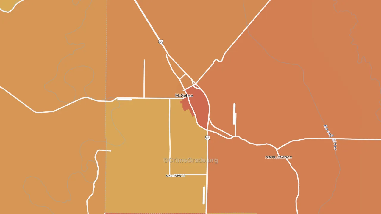 McGehee, AR Map of Vehicle Theft Rates