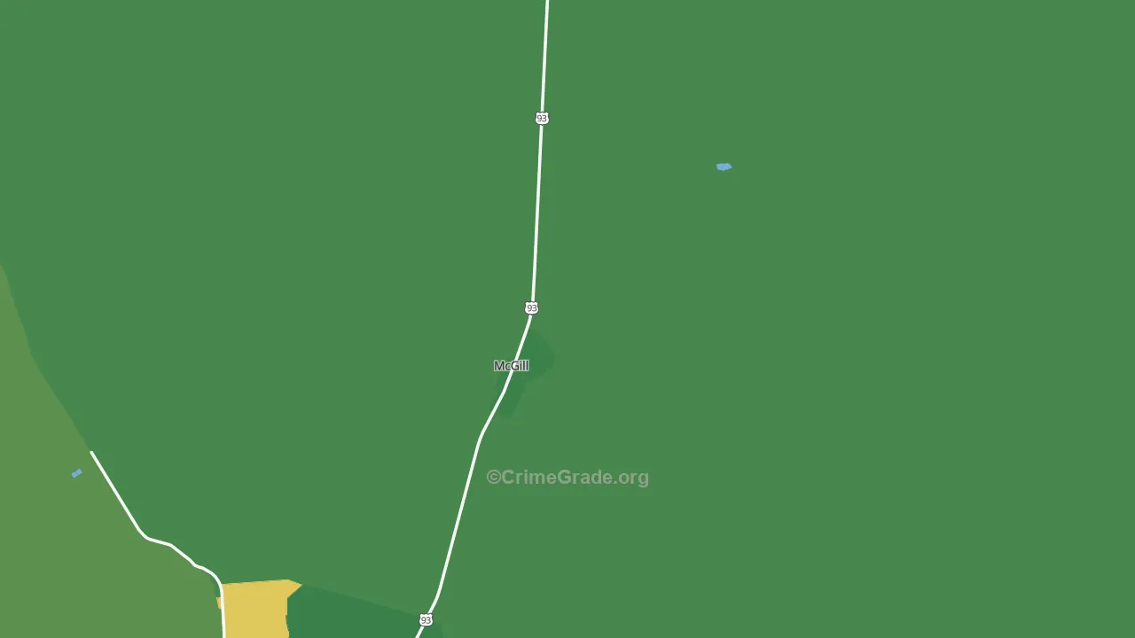 McGill, NV Map of Vehicle Theft Rates