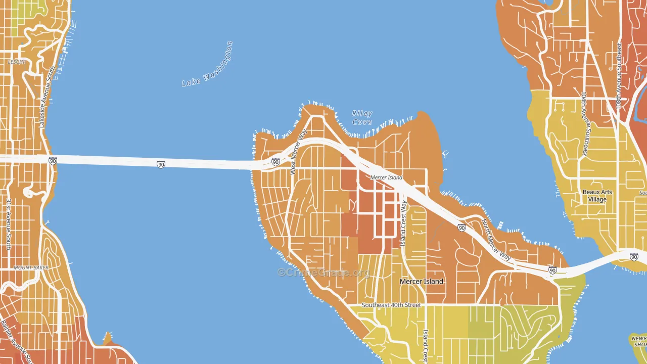 McGilvra, Mercer Island, WA Map of Vehicle Theft Rates