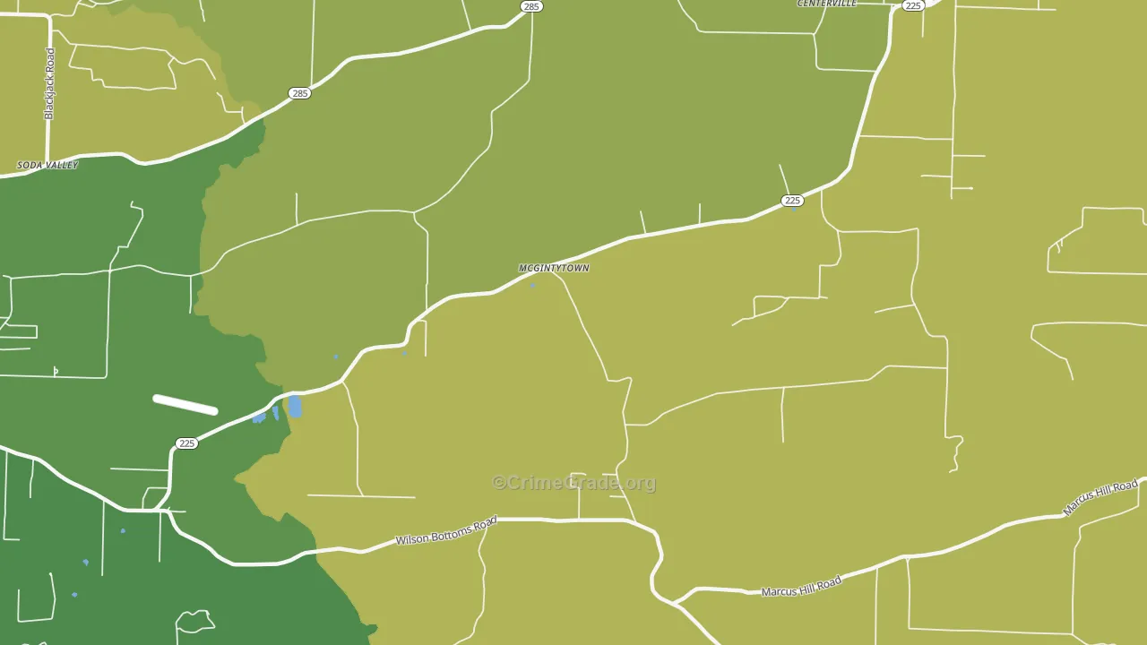 McGintytown, AR Map of Vehicle Theft Rates