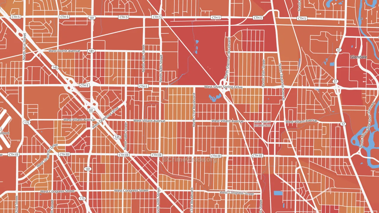 McGovern Park, Milwaukee, WI Map of Vehicle Theft Rates