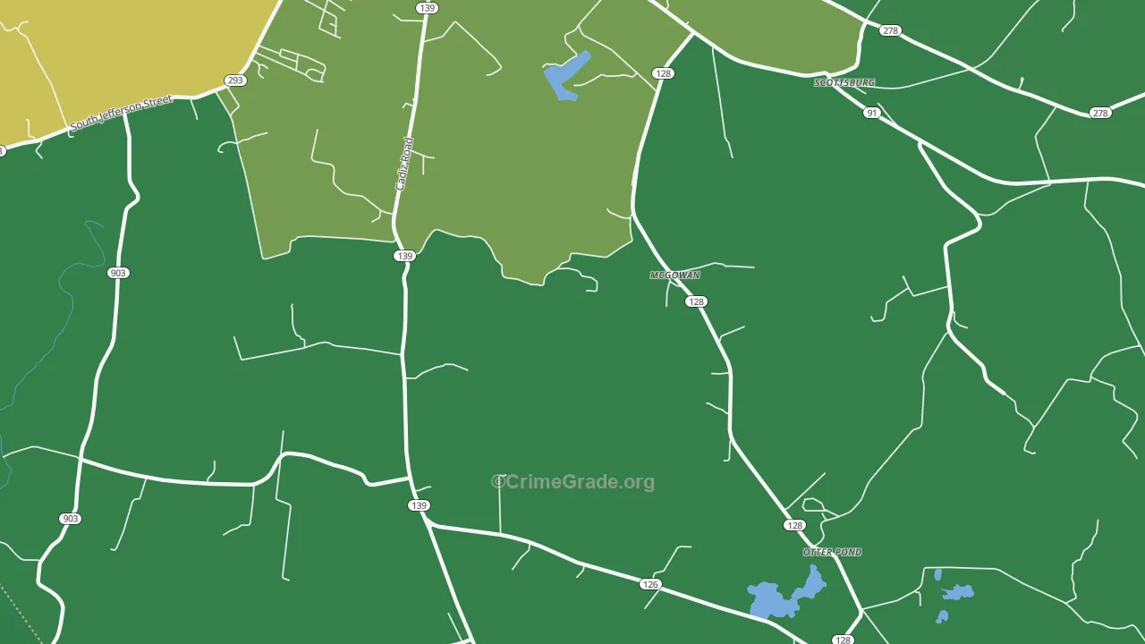 McGowan, KY Map of Vehicle Theft Rates
