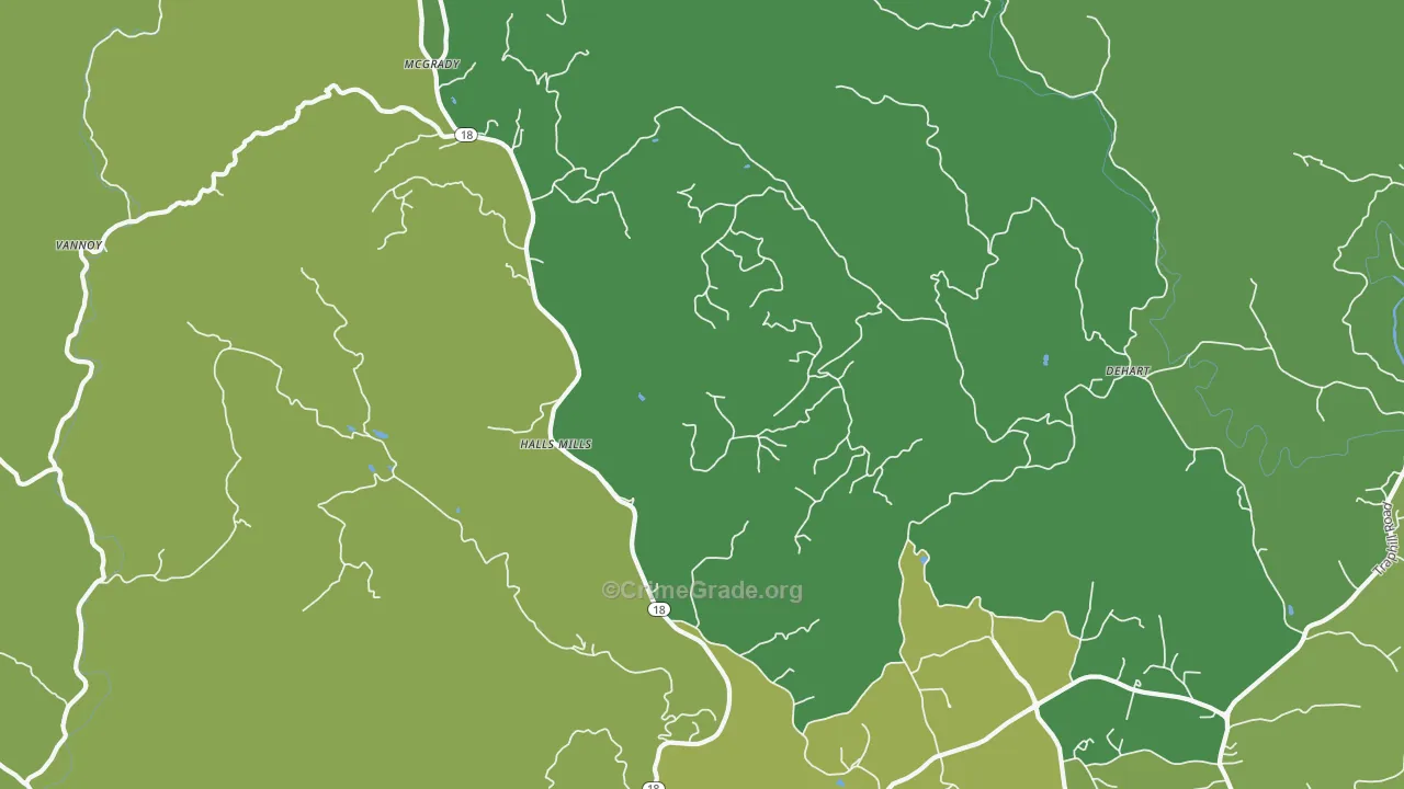 McGrady, NC Map of Vehicle Theft Rates