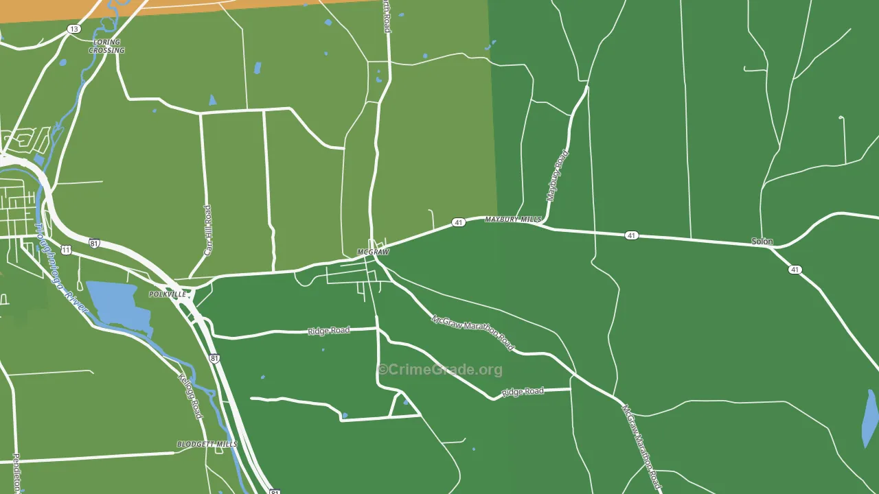 McGraw, NY Map of Vehicle Theft Rates