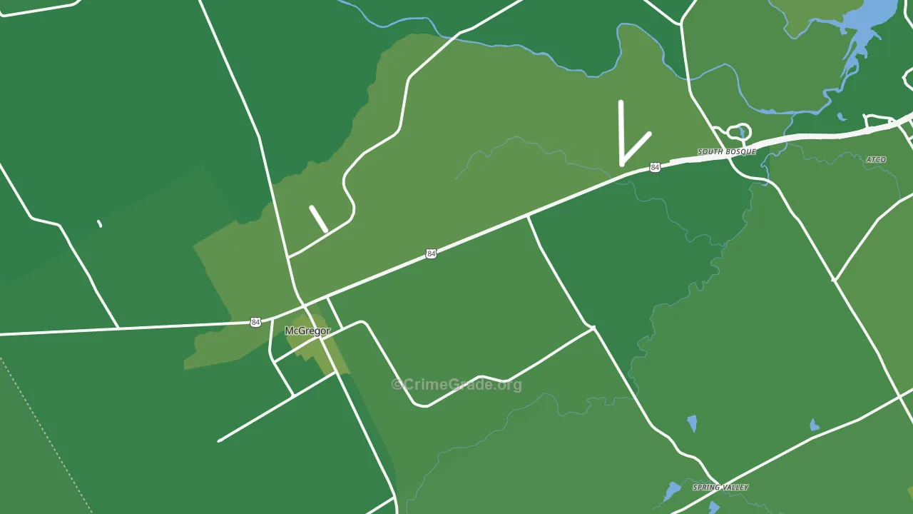 McGregor, TX Map of Vehicle Theft Rates