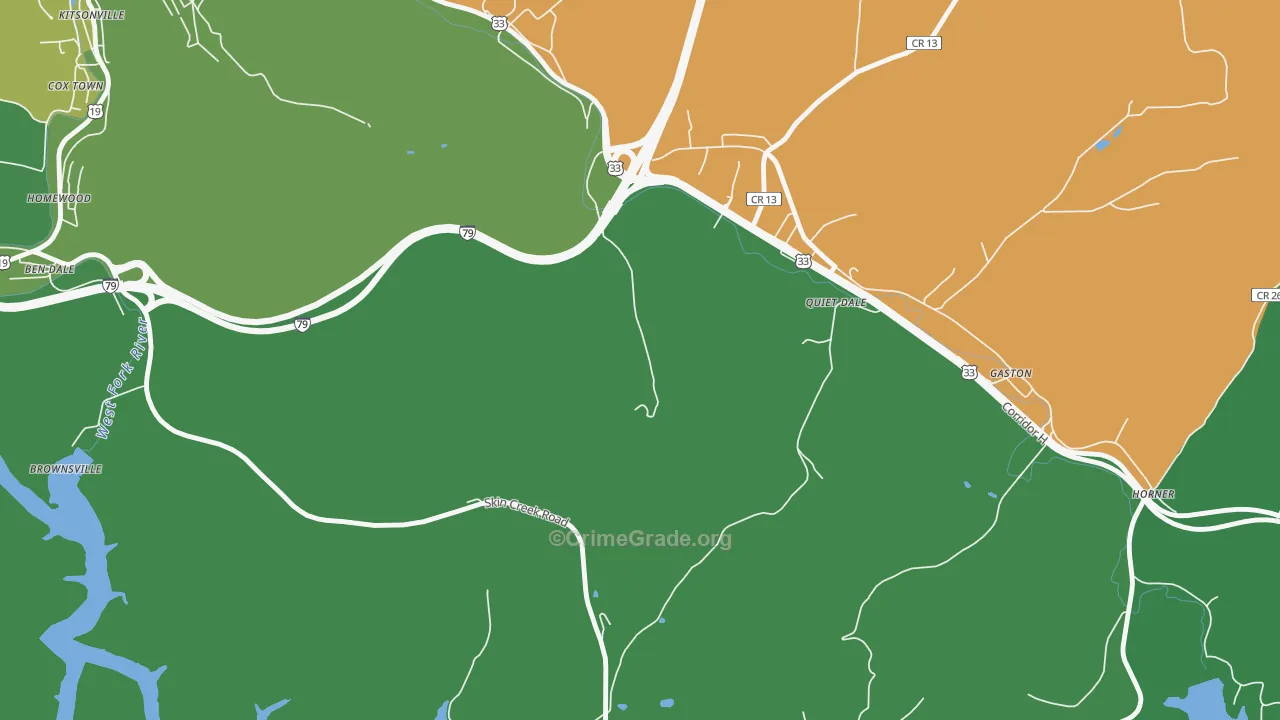McGuire Park, WV Map of Vehicle Theft Rates