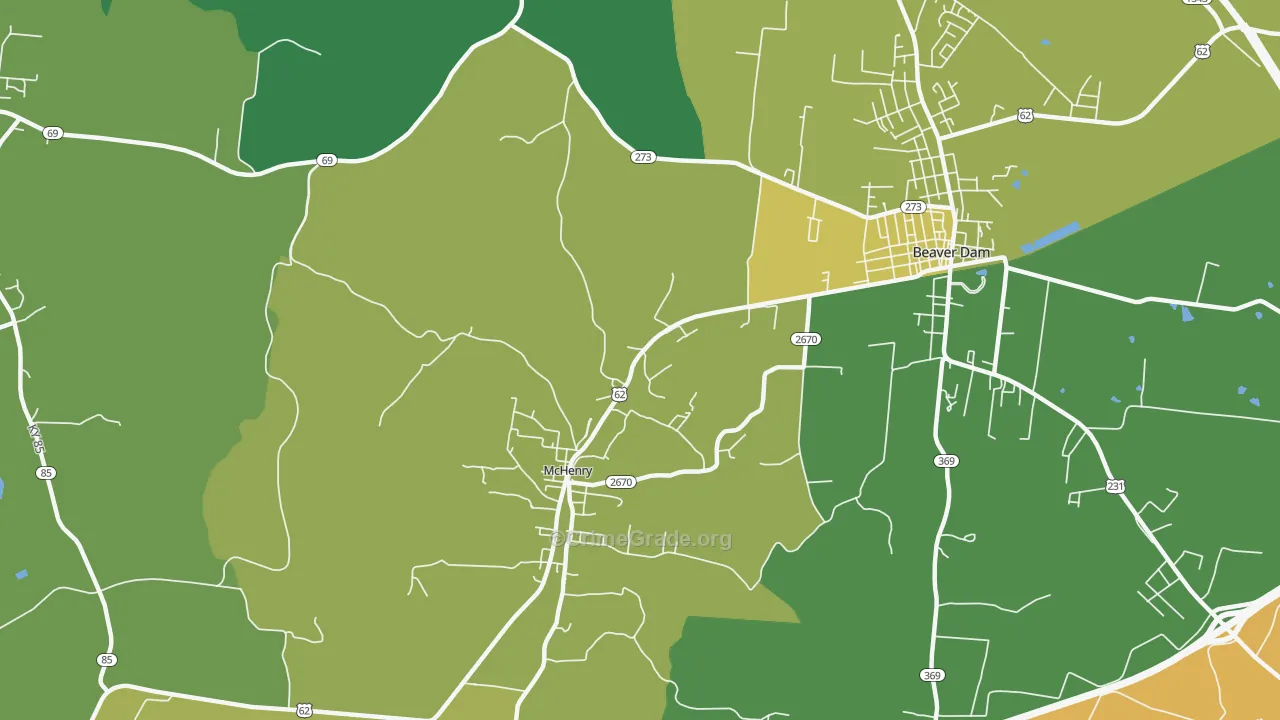 McHenry, KY Map of Vehicle Theft Rates