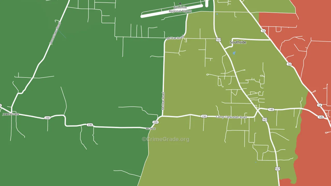 McHue, AR Map of Vehicle Theft Rates