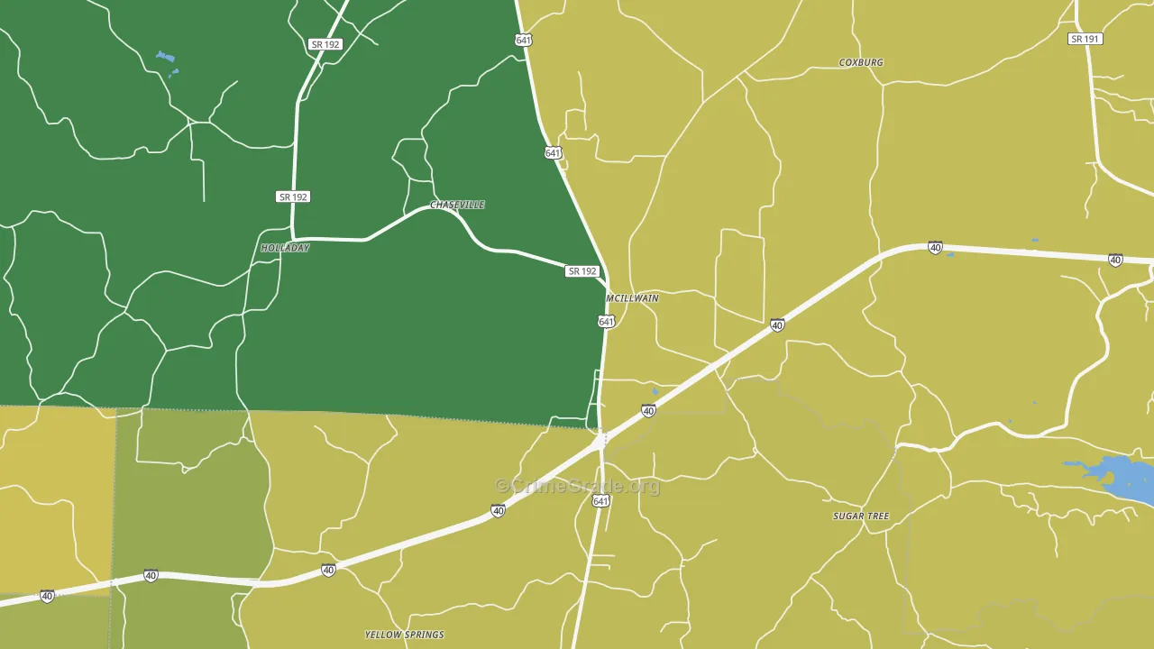 McIllwain, TN Map of Vehicle Theft Rates