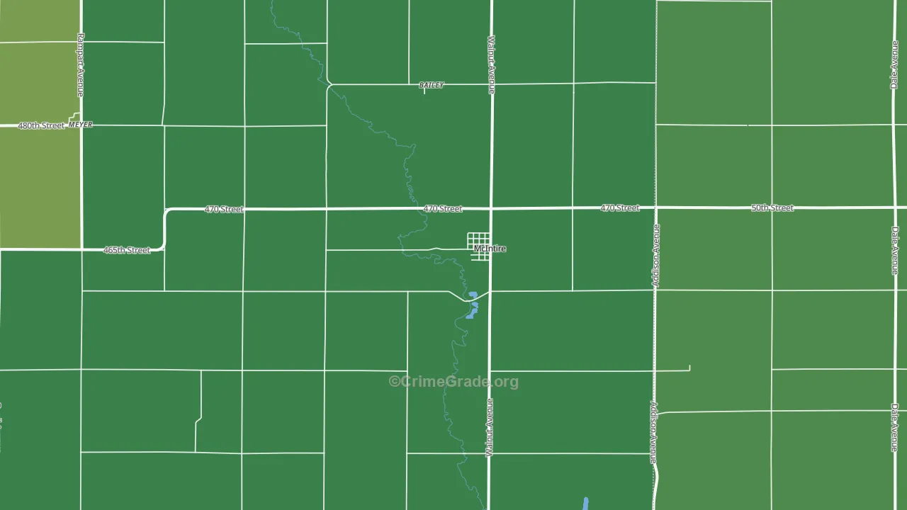 McIntire, IA Map of Vehicle Theft Rates