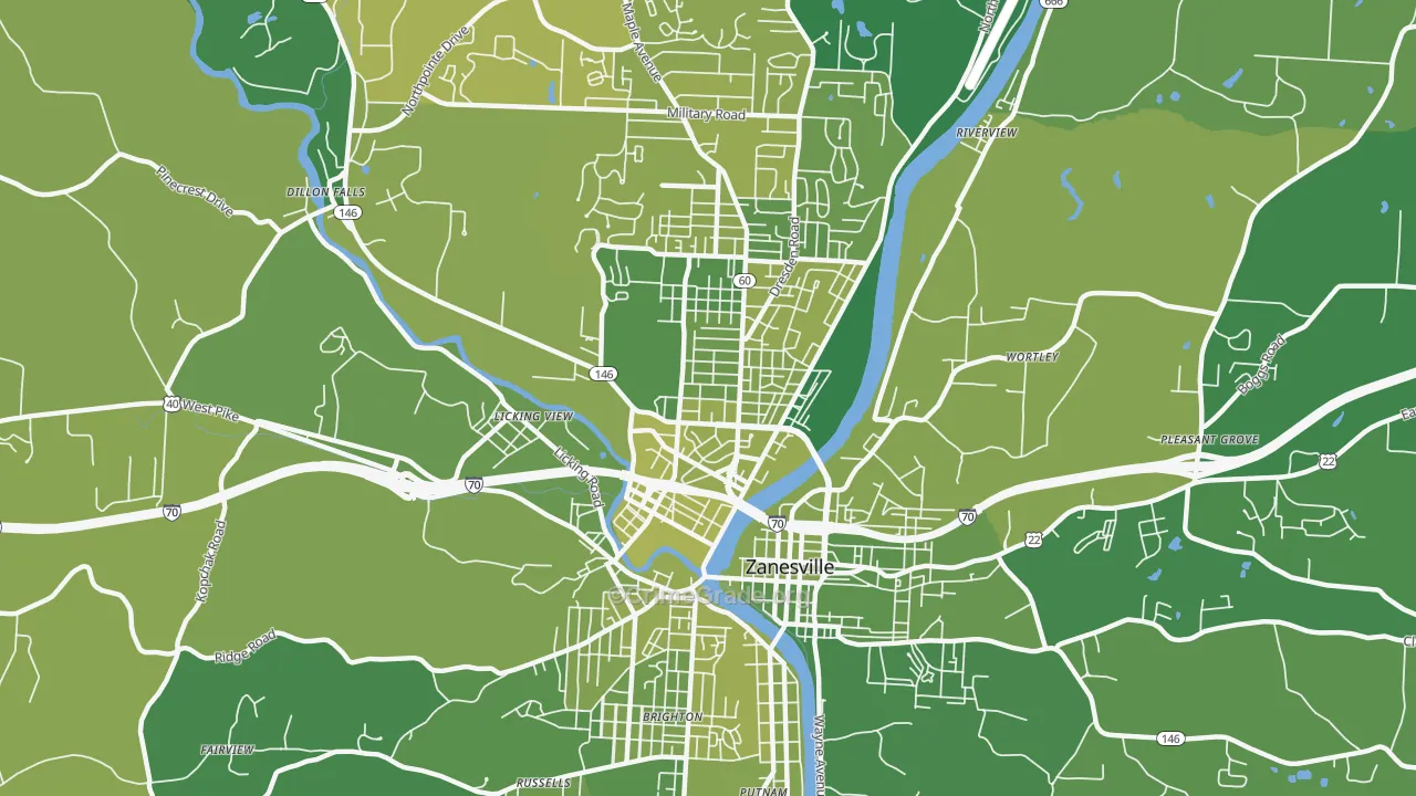 McIntire Terrace Historic District, Zanesville, OH Map of Vehicle Theft Rates