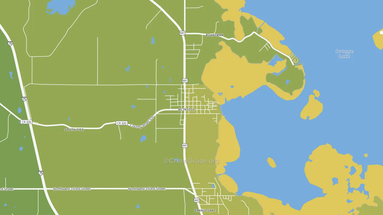 McIntosh, FL Map of Vehicle Theft Rates