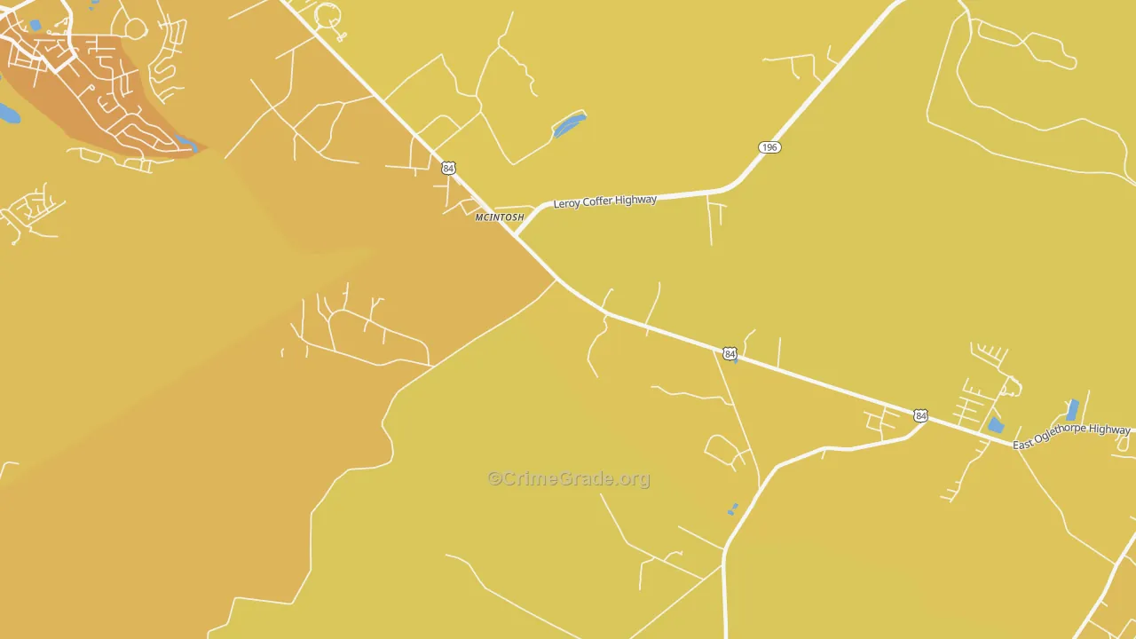 McIntosh, GA Map of Vehicle Theft Rates