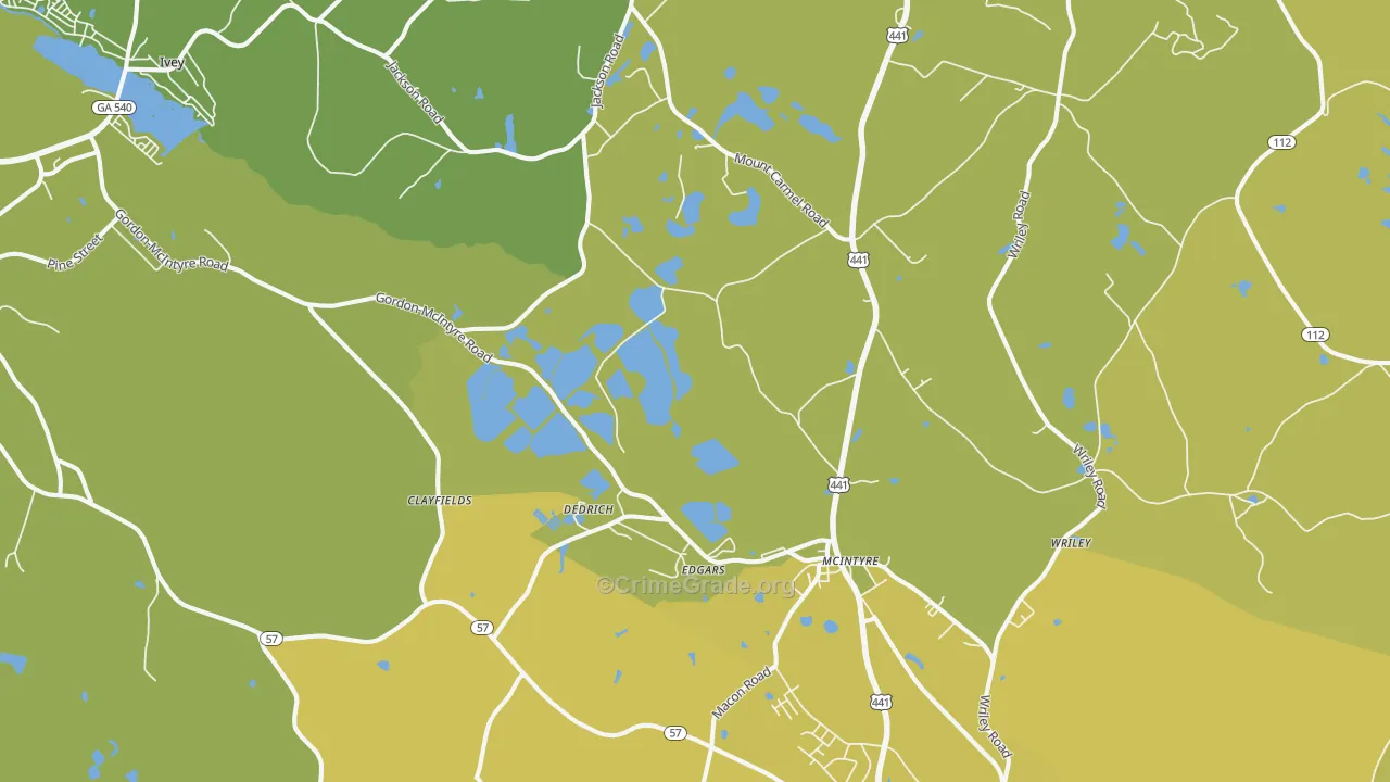 McIntyre, GA Map of Vehicle Theft Rates