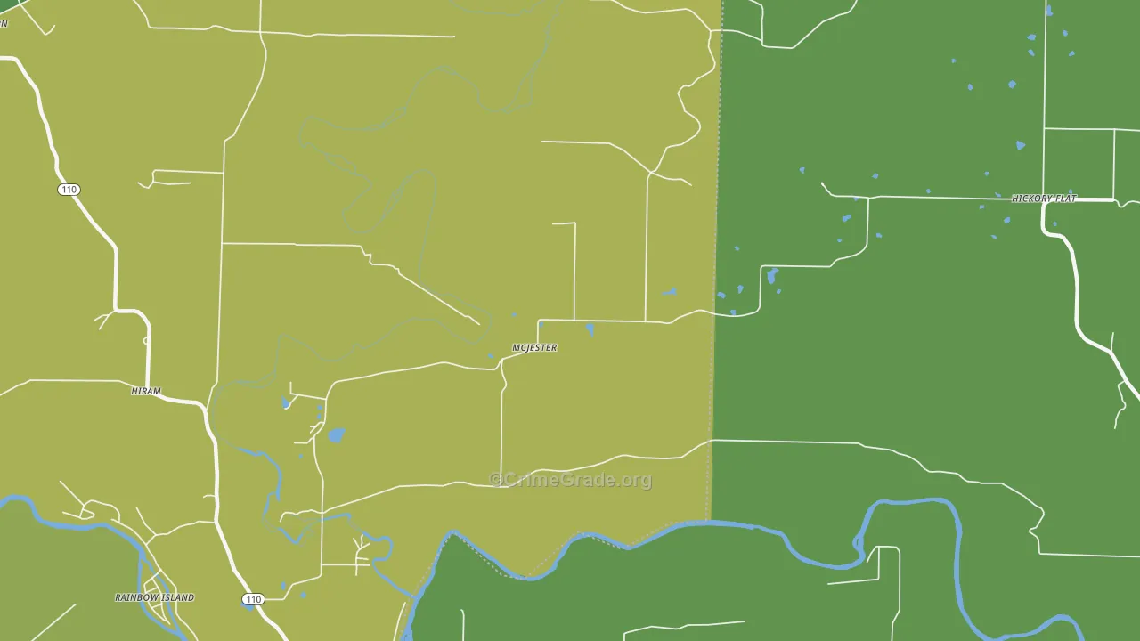 McJester, AR Map of Vehicle Theft Rates