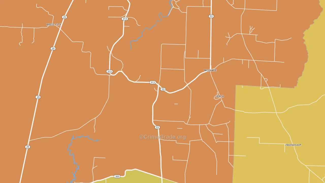 McKamie, AR Map of Vehicle Theft Rates
