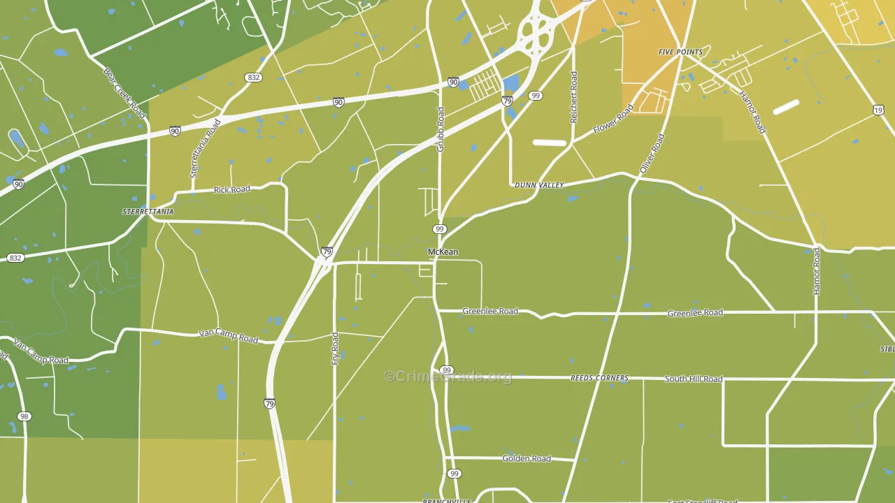 McKean, PA Map of Vehicle Theft Rates