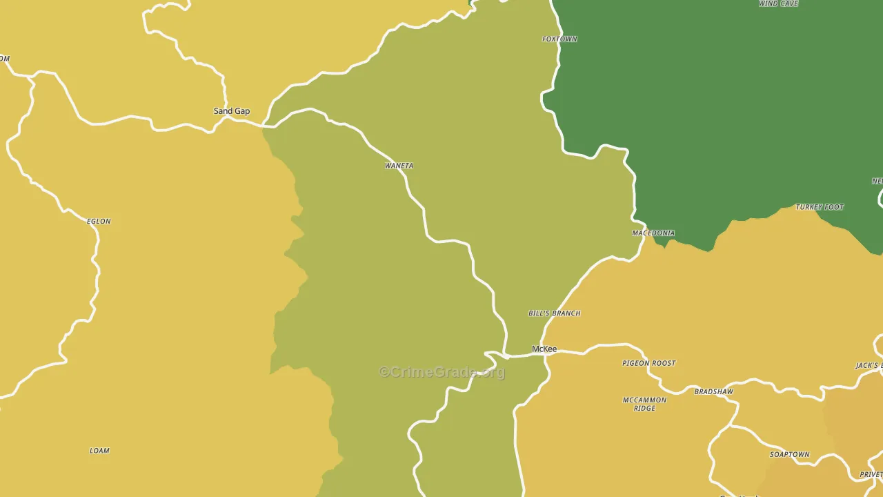McKee, KY Map of Vehicle Theft Rates