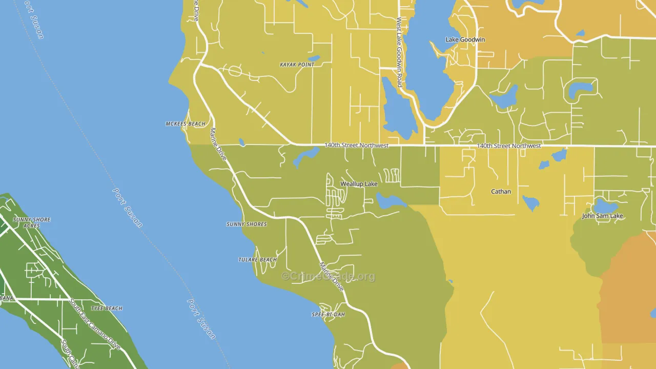McKees Beach, WA Map of Vehicle Theft Rates