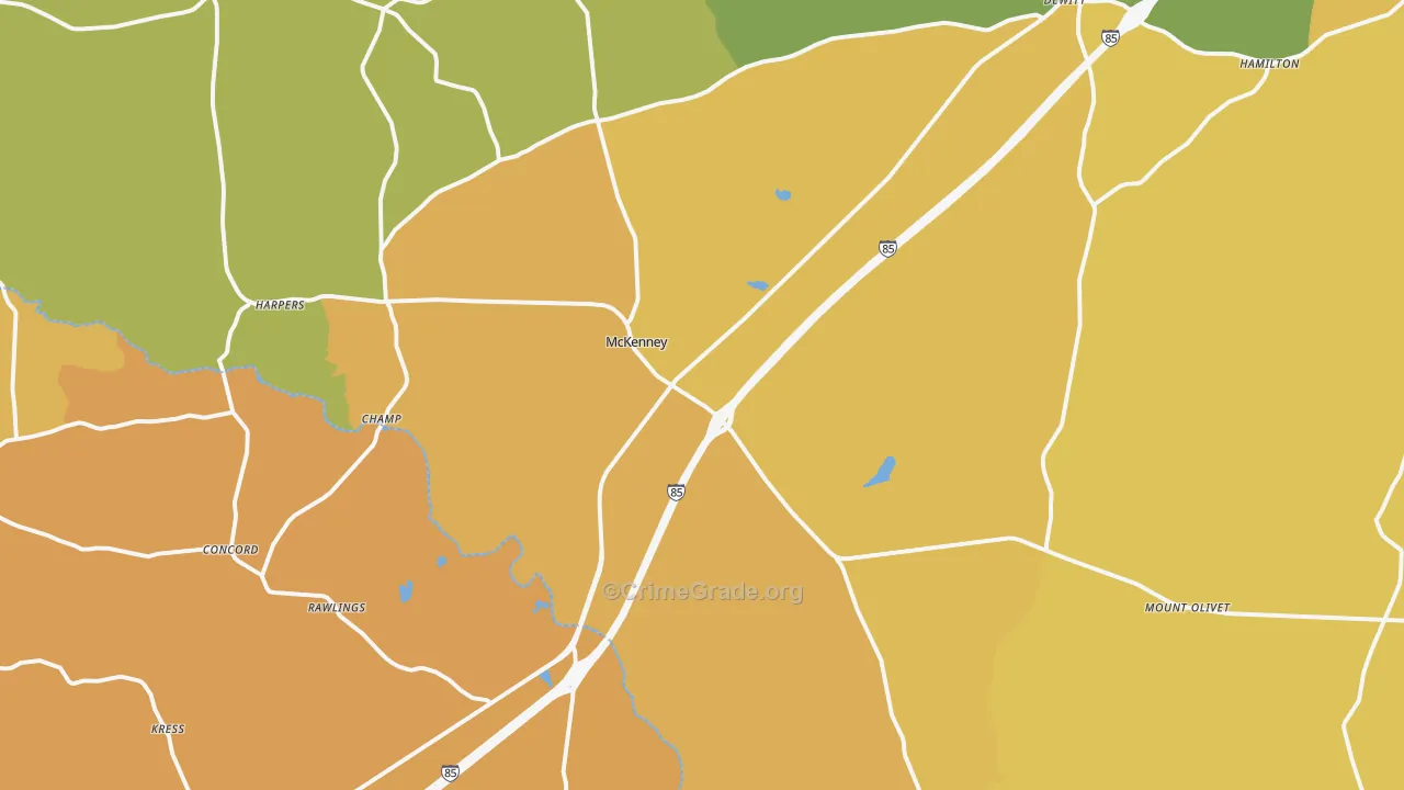 McKenney, VA Map of Vehicle Theft Rates