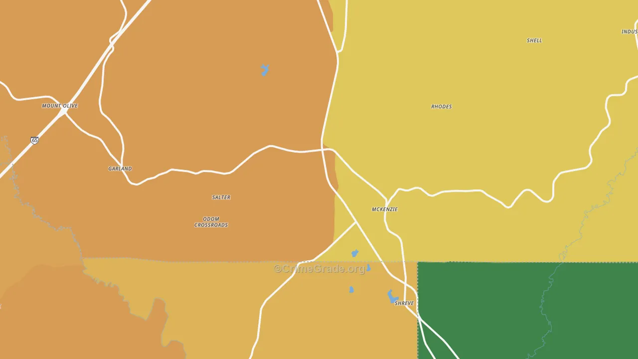 McKenzie, AL Map of Vehicle Theft Rates
