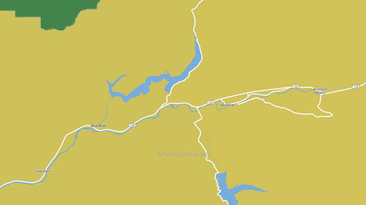 McKenzie Bridge, OR Map of Vehicle Theft Rates