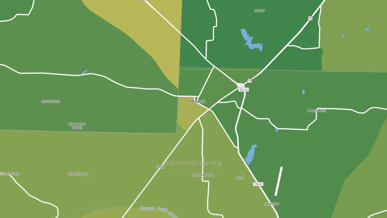 McKenzie, TN Map of Vehicle Theft Rates