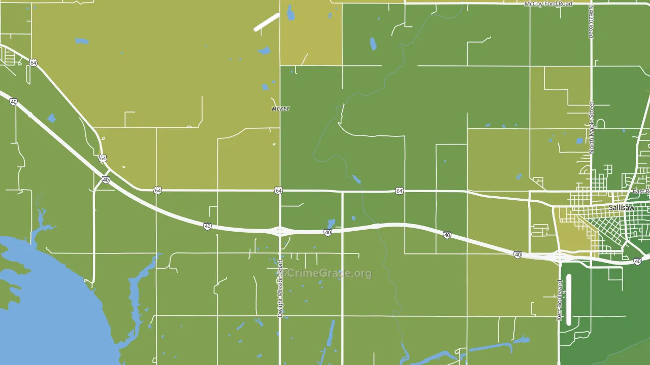 McKey, OK Map of Vehicle Theft Rates