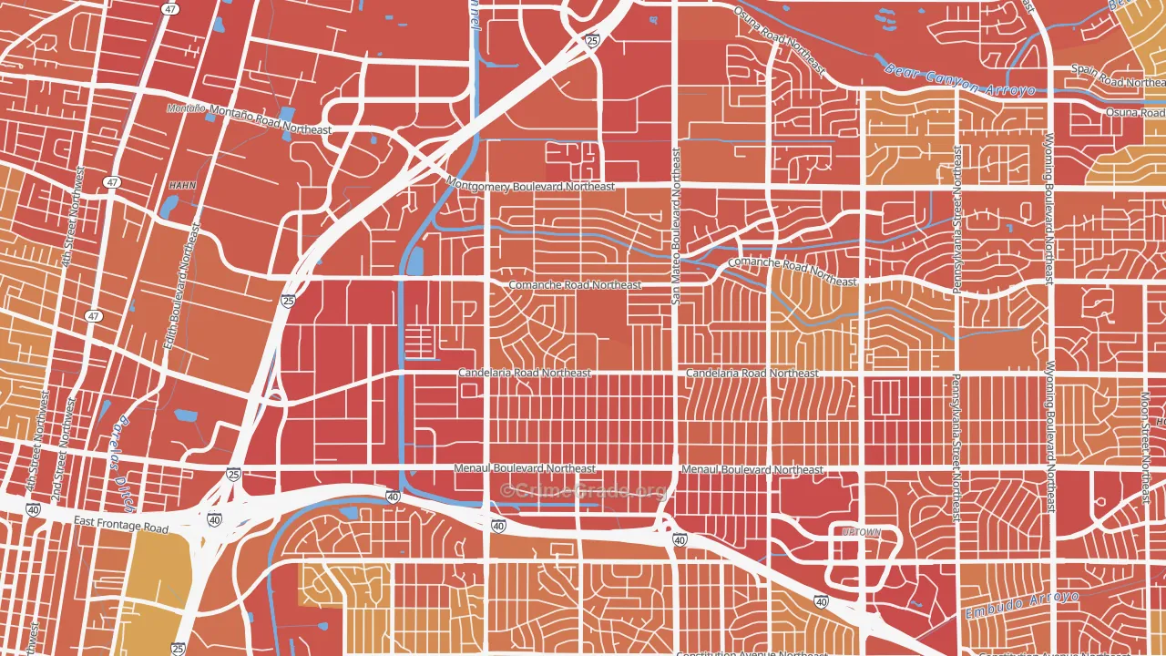 McKinley, Albuquerque, NM Map of Vehicle Theft Rates