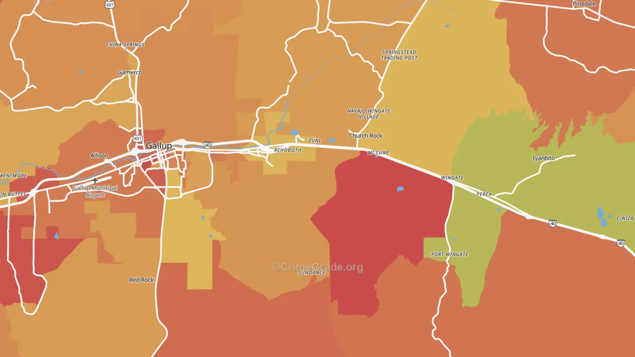 McKinley County, NM Map of Vehicle Theft Rates