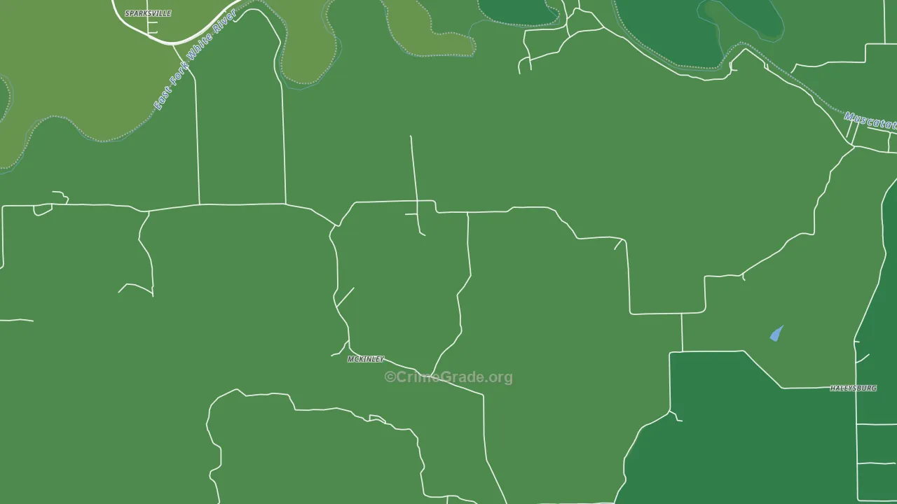 McKinley, IN Map of Vehicle Theft Rates
