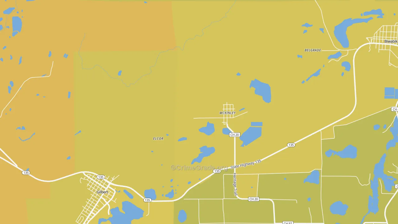 McKinley, MN Map of Vehicle Theft Rates