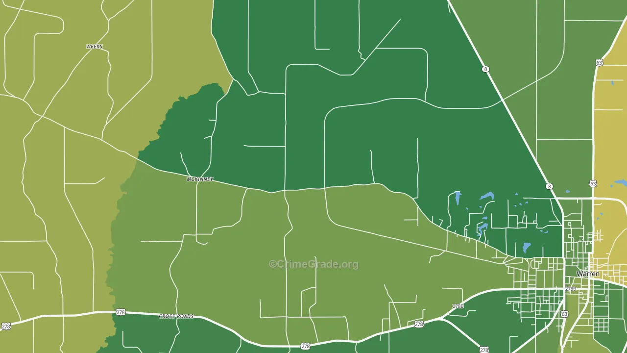 McKinney, AR Map of Vehicle Theft Rates