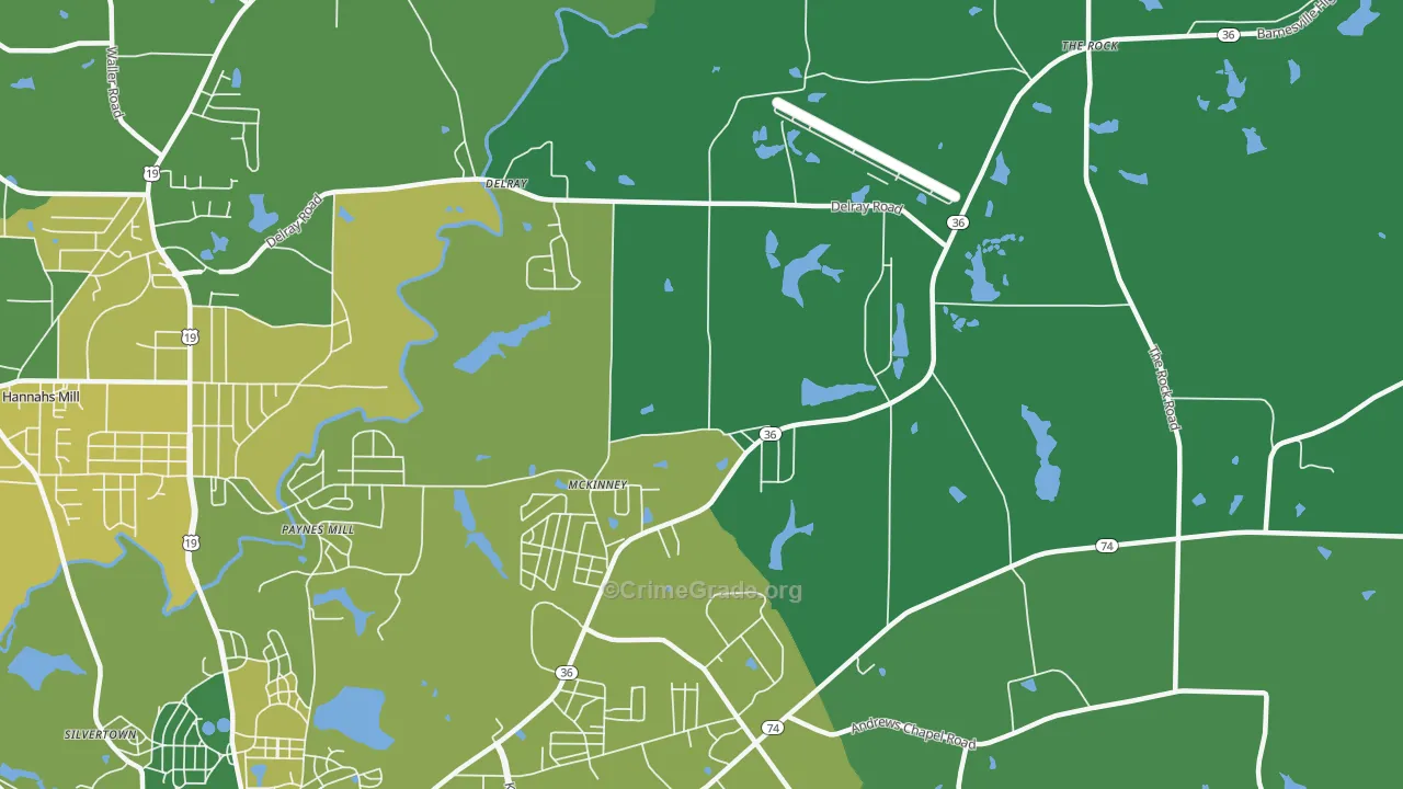 McKinney, GA Map of Vehicle Theft Rates