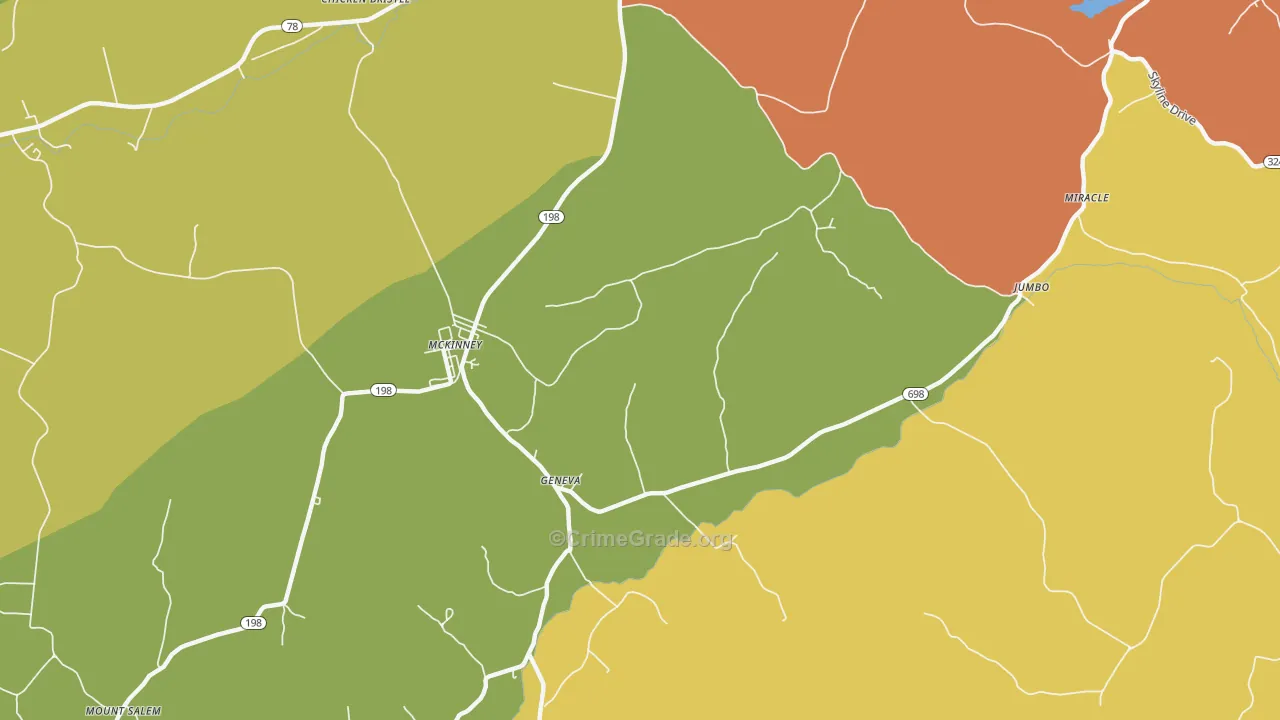 McKinney, KY Map of Vehicle Theft Rates
