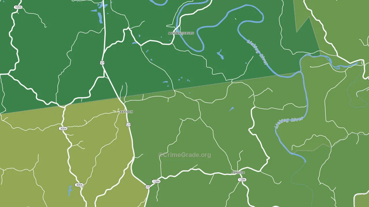 McKinneysburg, KY Map of Vehicle Theft Rates
