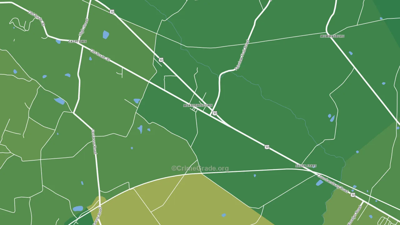 McKnightstown, PA Map of Vehicle Theft Rates