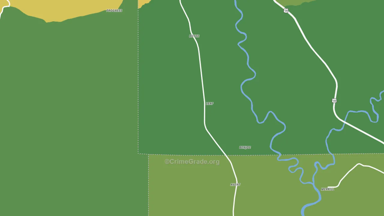 McLain, MS Map of Vehicle Theft Rates