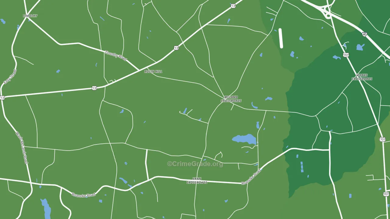 McLamb Crossroads, NC Map of Vehicle Theft Rates