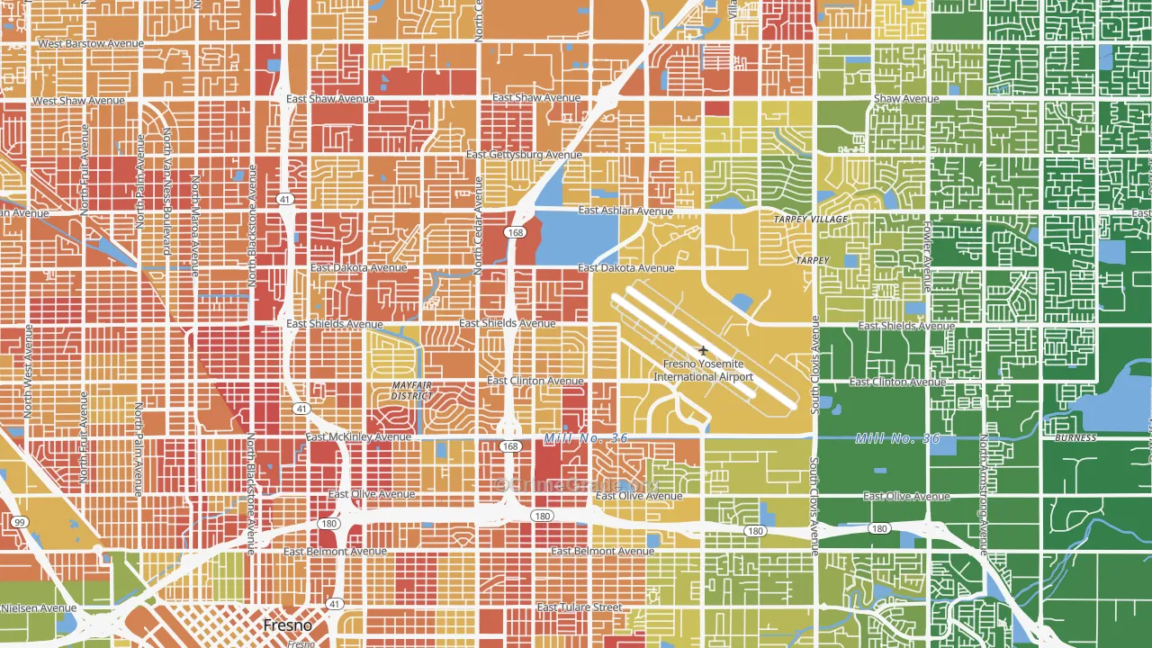 McLane, Fresno, CA Map of Vehicle Theft Rates